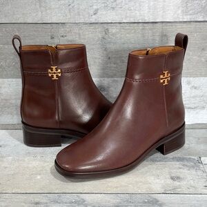 TORY BURCH Everly Flat Boots in Sierra Brown Leather - Sz - 5 .US